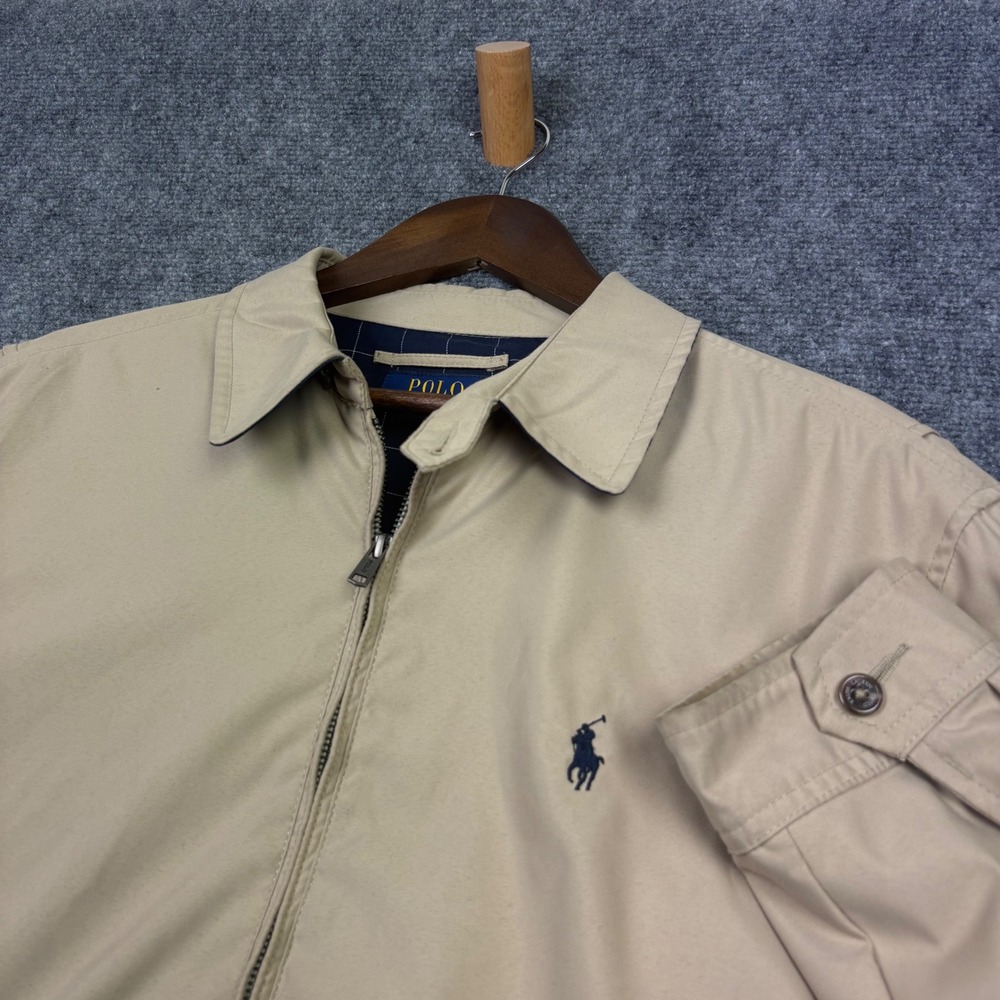 Polo Ralph Lauren Harrington Jacket Mens Large Tan Beige Full Zip Windbreaker